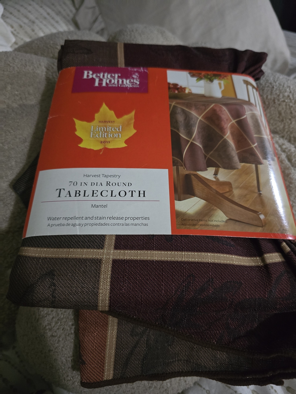 Better Homes And Gardens Brown Plaid Round Tablecloth